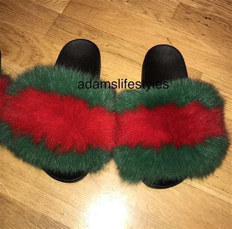 fox fur slides gucci